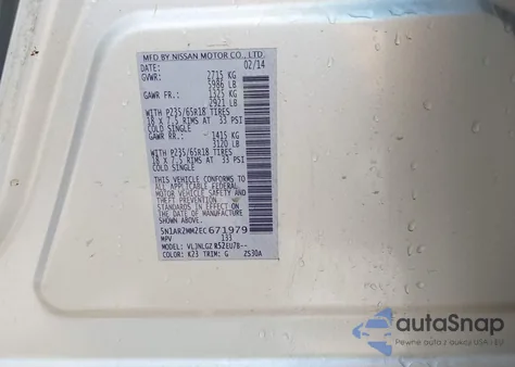 2014 Nissan Pathfinder Sl from USA, damaged, VIN 5N1AR2MM2EC671979